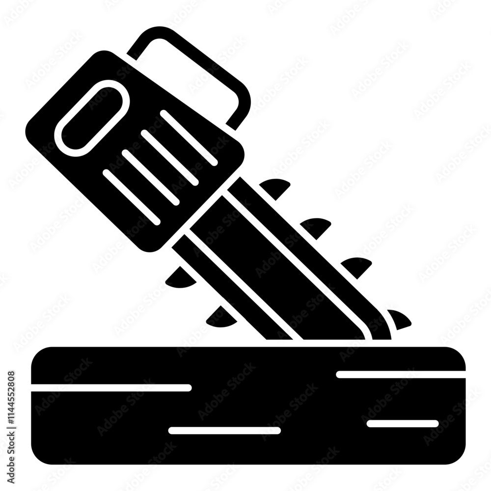 A woodcutting tool icon, vector design of chain saw A woodcutting tool icon, vector design of chain saw