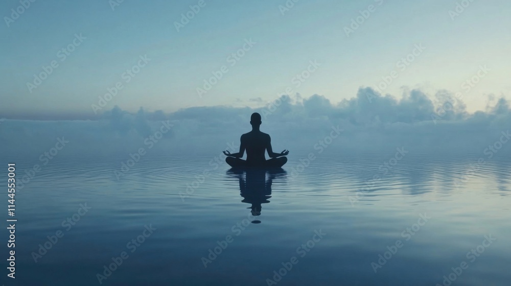 Find inner peace: Meditating on tranquil water, under a serene sky. A moment of quiet reflection. Find inner peace: Meditating on tranquil water, under a serene sky. A moment of quiet reflection.