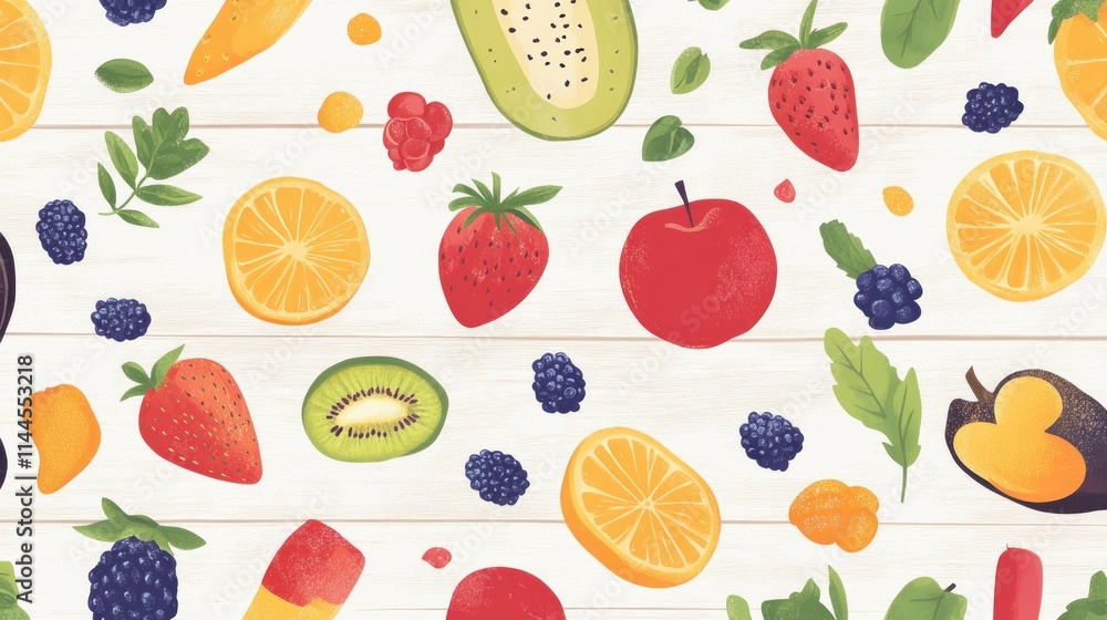 Colorful fruit and berries on white wood. Colorful fruit and berries on white wood.
