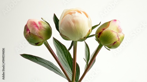 three peony flower buds