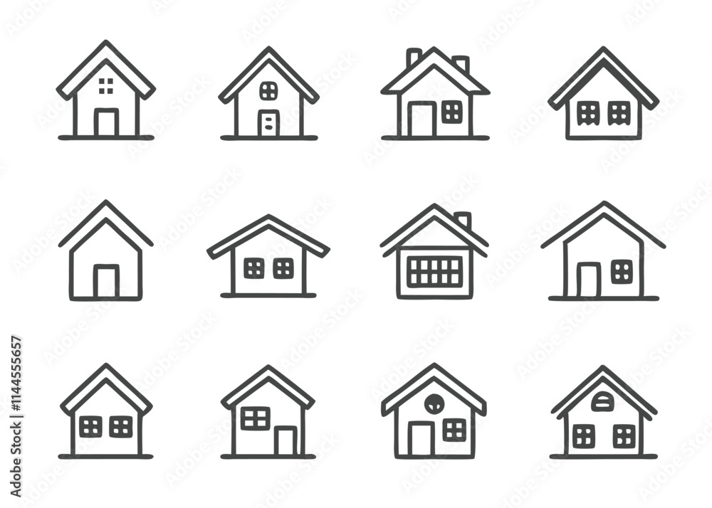 House Property and Apartment Thin Line Icons Collection in Black Stroke Style. vector house icon set for web sites and user interface House Property and Apartment Thin Line Icons Collection in Black Stroke Style. vector house icon set for web sites and user interface