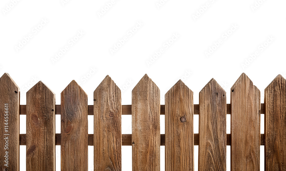 Wooden fence front view with transparent background Wooden fence front view with transparent background