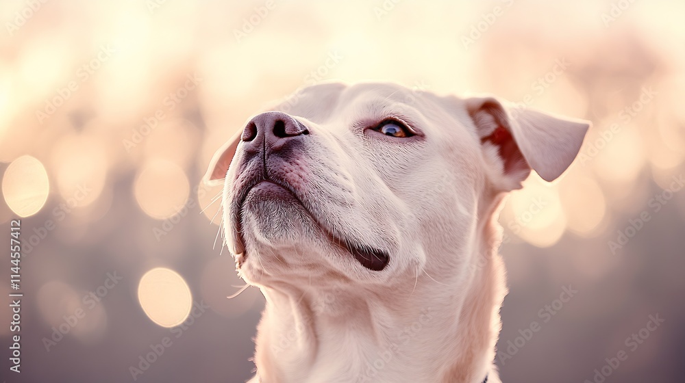Portrait of a Serene Dog with Soft Bokeh Background in Warm Natural Light : Generative AI Portrait of a Serene Dog with Soft Bokeh Background in Warm Natural Light : Generative AI