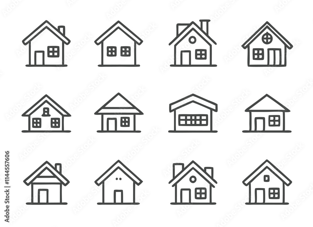 House Property and Apartment Thin Line Icons Collection in Black Stroke Style. vector house icon set for web sites and user interface House Property and Apartment Thin Line Icons Collection in Black Stroke Style. vector house icon set for web sites and user interface