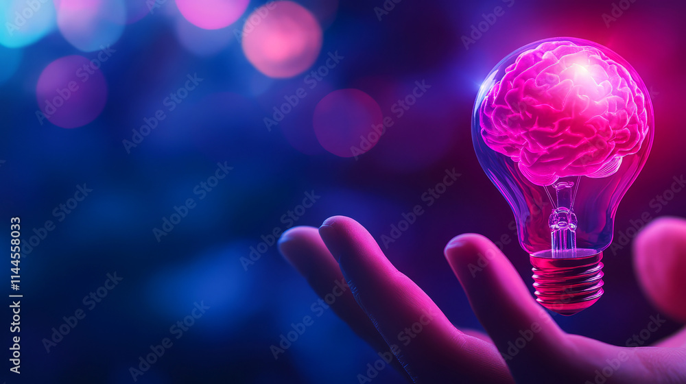 Innovative Concept of Brain Energy in Light Bulb Captured in Artistic Hand Gesture Innovative Concept of Brain Energy in Light Bulb Captured in Artistic Hand Gesture