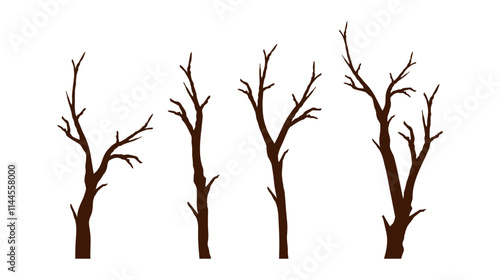 Tree branches set isolated vector illustration on white background.