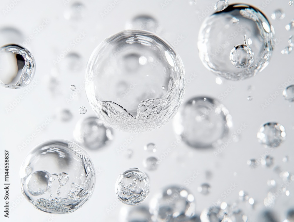 close-up of transparent bubbles with water texture close-up of transparent bubbles with water texture