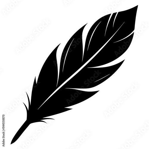 feather vector silhouette icon isolated on white background. pen feather vector art.