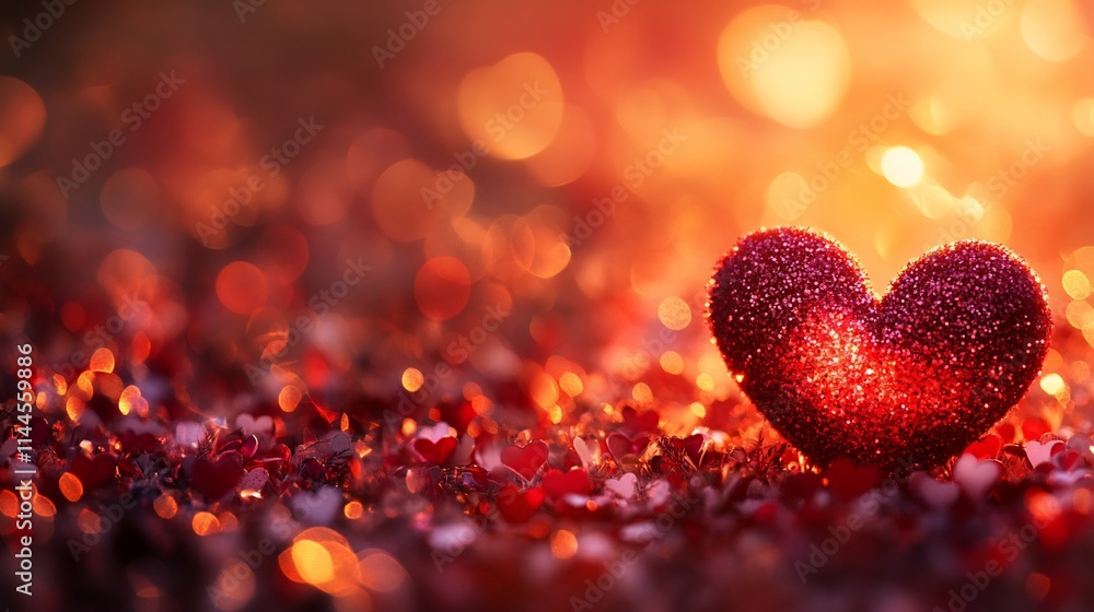Sparkling red heart on bokeh background. Sparkling red heart on bokeh background.