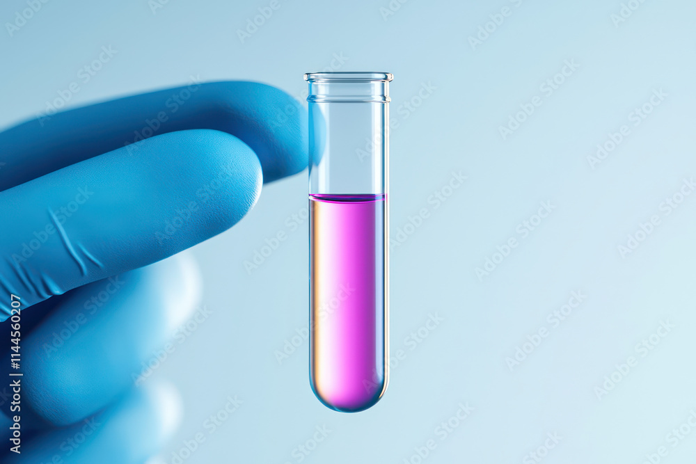 scientist gloved hand holds test tube filled with vibrant purple liquid, showcasing laboratory work and experimentation scientist gloved hand holds test tube filled with vibrant purple liquid, showcasing laboratory work and experimentation
