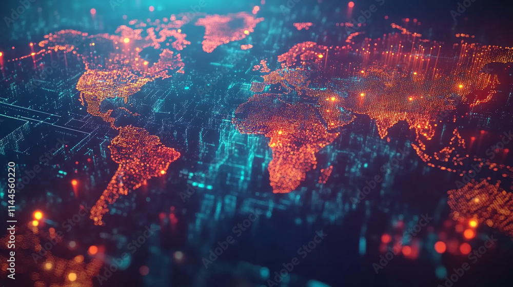 map world animated connections and data streams global business infrastructure technology abstract background with lights, lights illuminates a detailed map of the world with technology concept. map world animated connections and data streams global business infrastructure technology abstract background with lights, lights illuminates a detailed map of the world with technology concept.