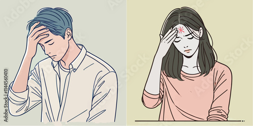 Vector of a man have a headache