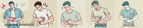 Vector of a man and woman having a stomachache