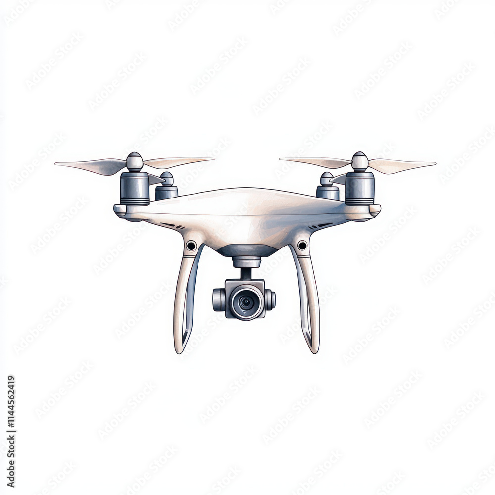 detailed of white drone with four propellers and camera detailed of white drone with four propellers and camera