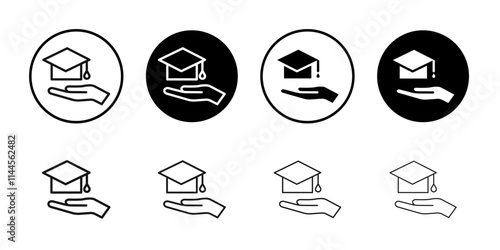 Accessible or free education icon Flat outline fill set collection