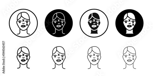 Before and after neurotoxin injection icon Flat outline fill set collection