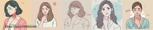 Vector of a man and woman having a sore throat