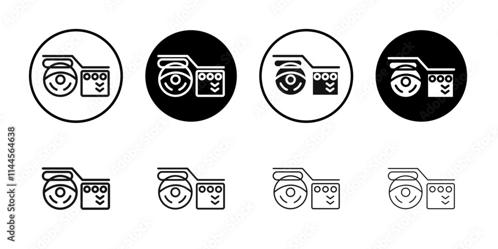 Car with touchscreen display icon Flat outline fill set collection Car with touchscreen display icon Flat outline fill set collection