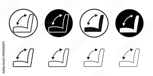 Car seat adjustment icon Flat outline fill set collection