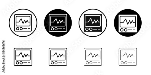 cardiogram icon Flat outline fill set collection