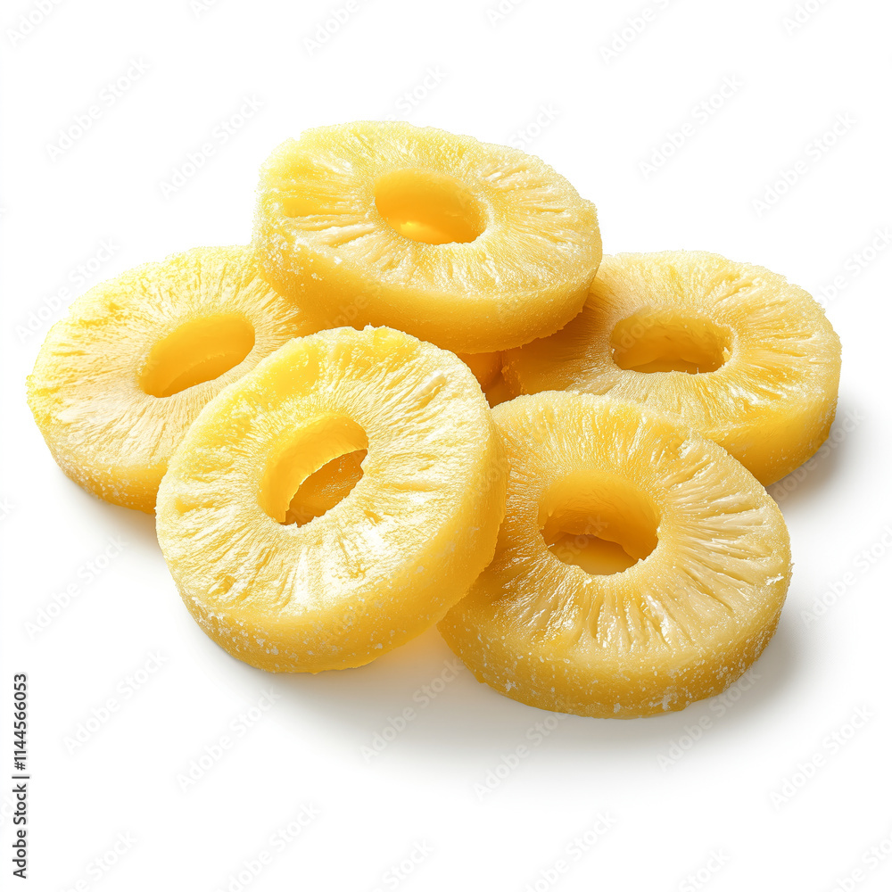Floating pineapple slices isolated on white Floating pineapple slices isolated on white