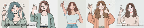 Vector of a man and woman giving a thumbs up