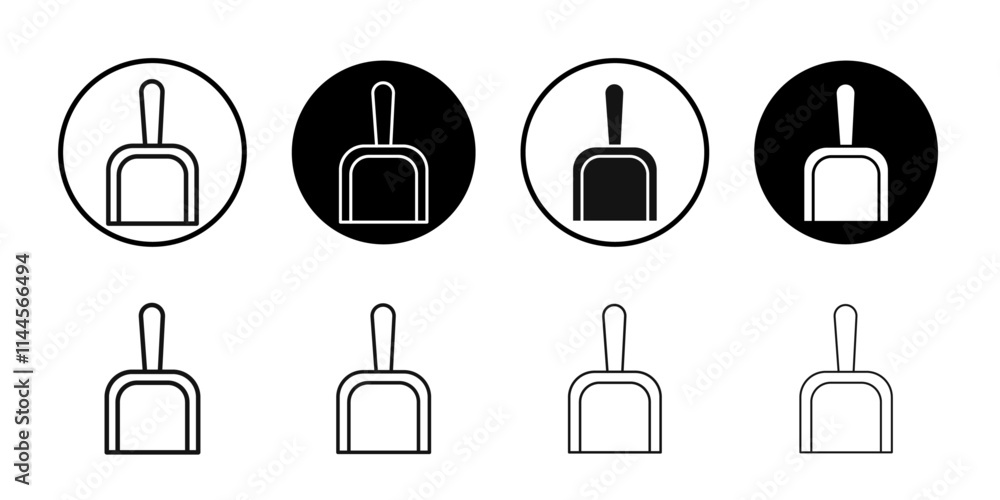 Dustpan icon Flat outline fill set collection Dustpan icon Flat outline fill set collection