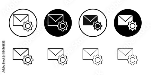 Email settings icon Flat outline fill set collection