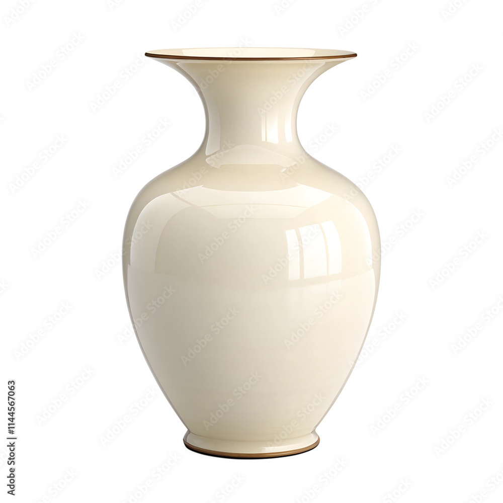 minimalist of a cream ceramic vase, isolated on a transparent background minimalist of a cream ceramic vase, isolated on a transparent background