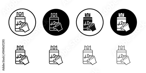 Finger confirms signature icon Flat outline fill set collection