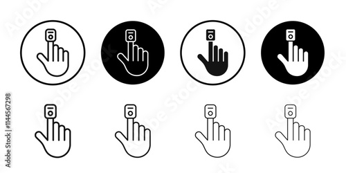 Fotografie Fingertip pulse oximeter icon Flat outline fill set collection