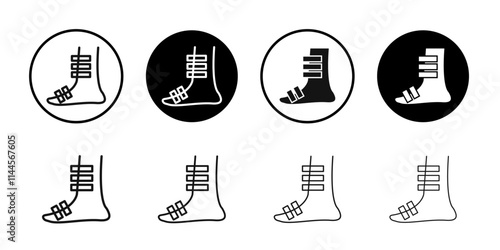 Foot splint icon Flat outline fill set collection