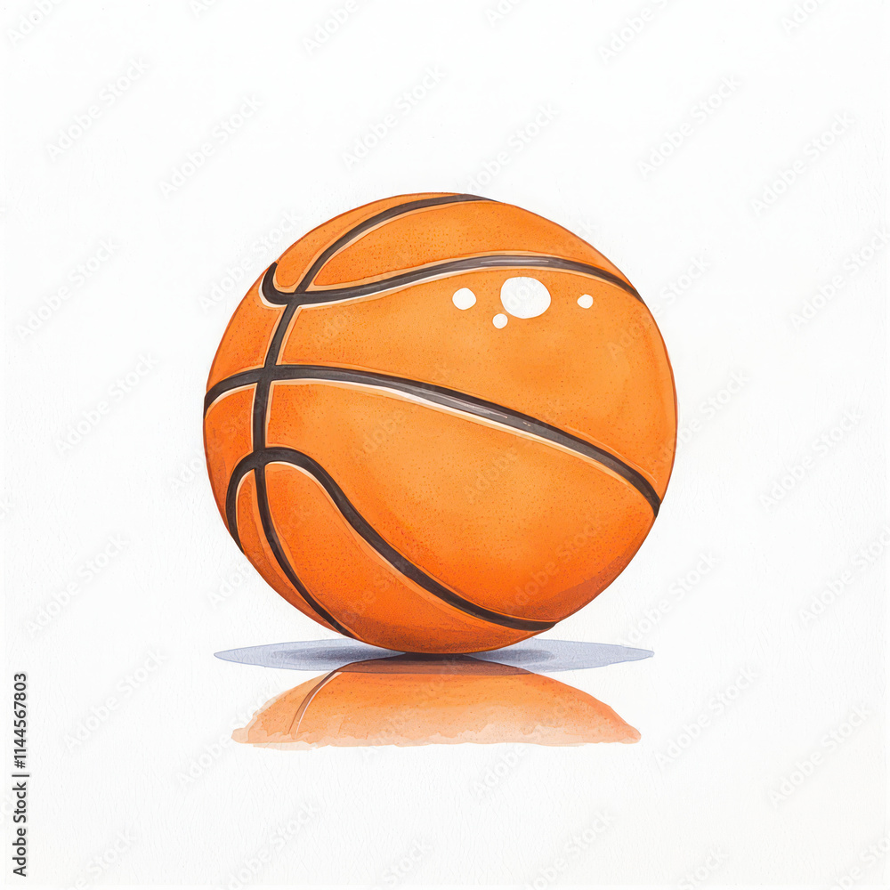 Fototapeta premium vibrant orange basketball with glossy finish, reflecting light beautifully