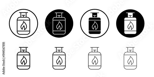 Gas cylinder icon Flat outline fill set collection
