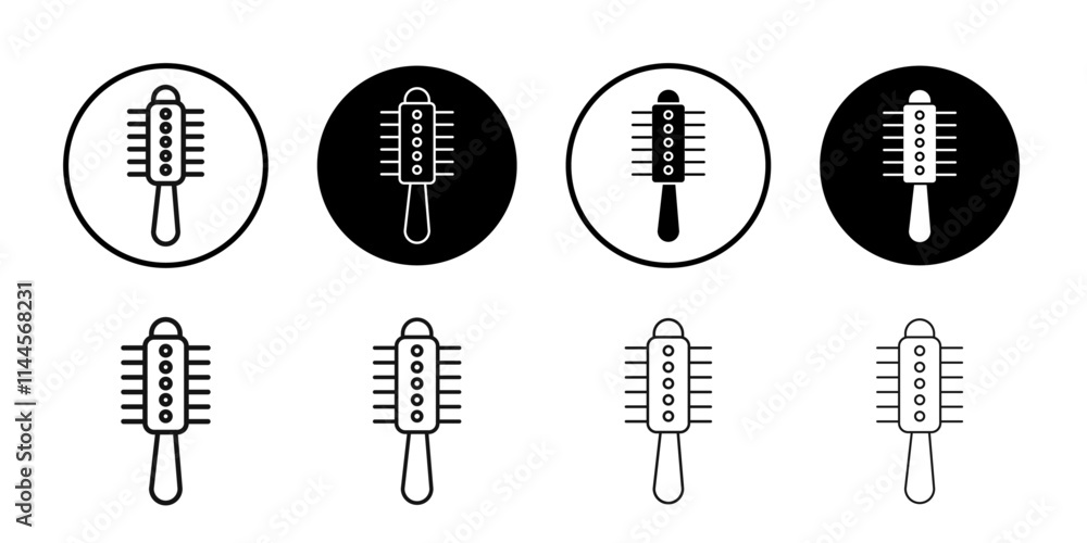 Hair comb icon Flat outline fill set collection Hair comb icon Flat outline fill set collection