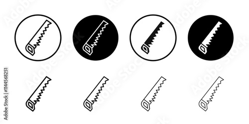 Hand saw icon Flat outline fill set collection