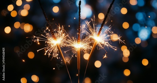 Sparkling celebration with bright lights and colorful bokeh during nighttime ...