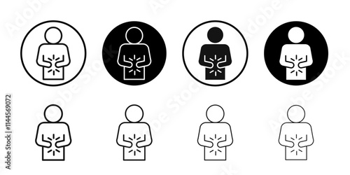 Indigestion icon Flat outline fill set collection