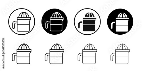 Lemon squeezer icon Flat outline fill set collection