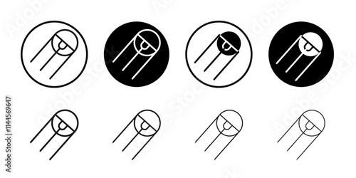 Linear sputnik icon Flat outline fill set collection