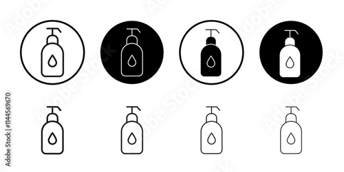 Liquid soap container icon Flat outline fill set collection