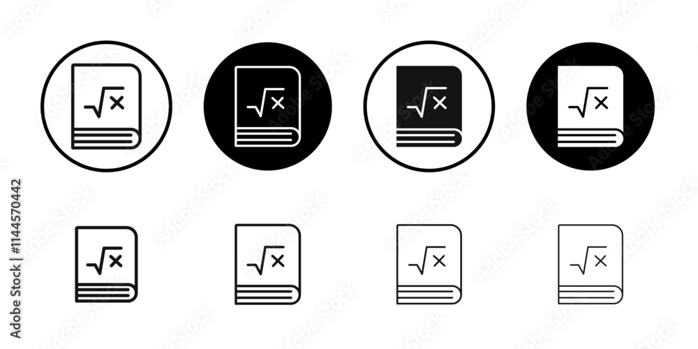 Maths book icon Flat outline fill set collection Maths book icon Flat outline fill set collection