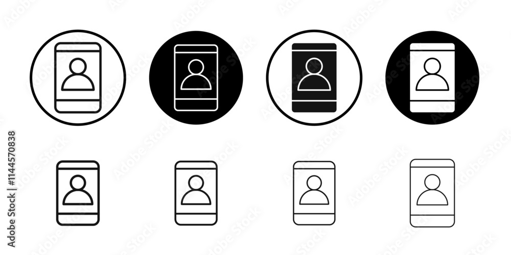 Mobile user icon Flat outline fill set collection Mobile user icon Flat outline fill set collection