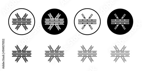 Multi level junction icon Flat outline fill set collection