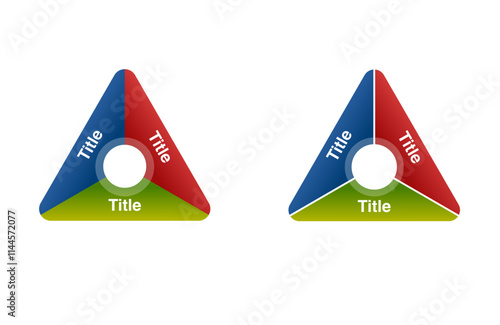 Infographic chart template modern style for presentation, start up project, business strategy, theory basic operation, logic analysis. triangular Venn diagram