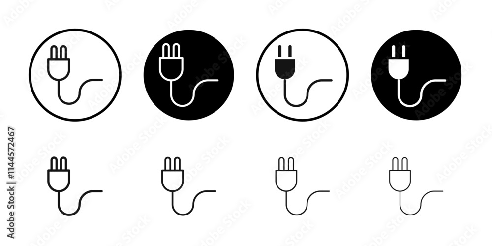 Plug icon Flat outline fill set collection Plug icon Flat outline fill set collection