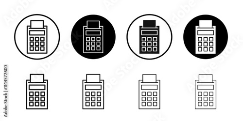 POS terminal icon Flat outline fill set collection