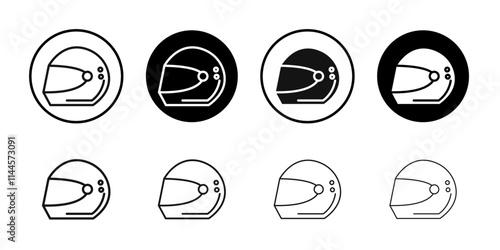 Race helmet icon Flat outline fill set collection