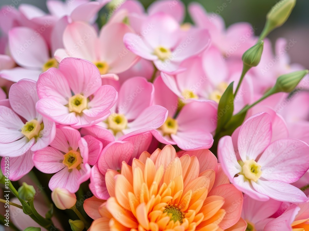 Obraz premium Close up of beautiful Pink and white ranunculus flowers in full bloom, elegant, close up