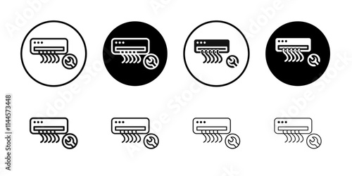 Repair air conditioner icon Flat outline fill set collection
